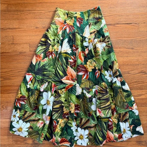SOLD ⭐️ Farm Rio Tropical Leaf Print Skirt - Picture 4 of 5